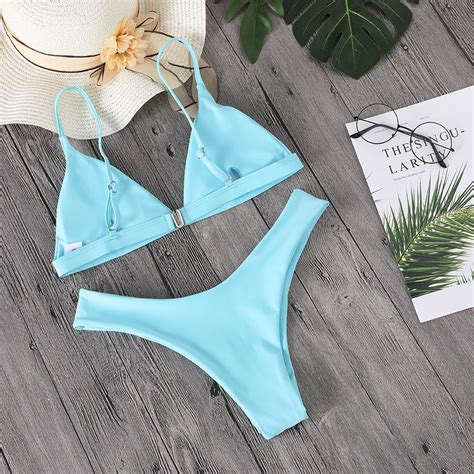 Sale Minimalism Le Solid Bikini Sets Women S Swimsuit Female