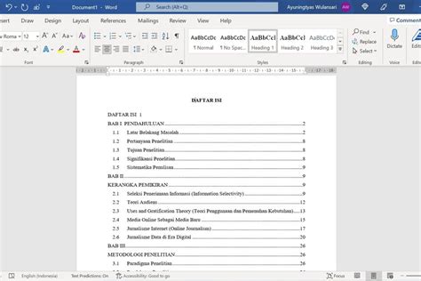 membuat daftar isi otomatis  microsoft word mudah  praktis