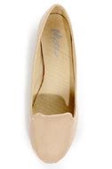 Mixx Shuz Leah Nude Patent Smoking Slipper Flats