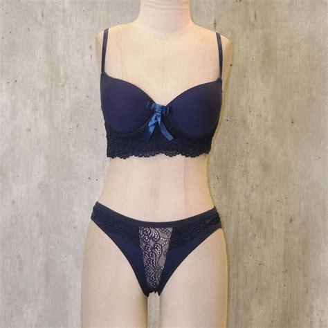 Conjunto Lingerie Azul Escuro Lingerie Feminina Dy Girl Nunca Usado Enjoei