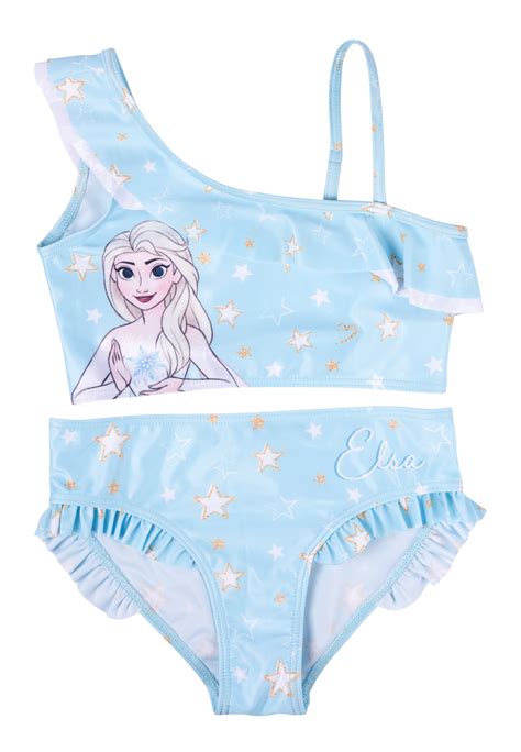 Disney Eiskönigin Bikini mit Rüschen für Mädchen Elsa Frozen Kinder Zweiteiler