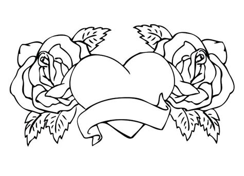 Hearts And Roses Coloring Pages