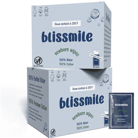 Blissmile Baby Wipes for Newborns - 100% Water, 100% Cotton, Unscented ...