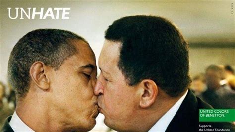 Obama Sarkozy Angela Merkel y Hugo Chávez se comen a besos para Benetton