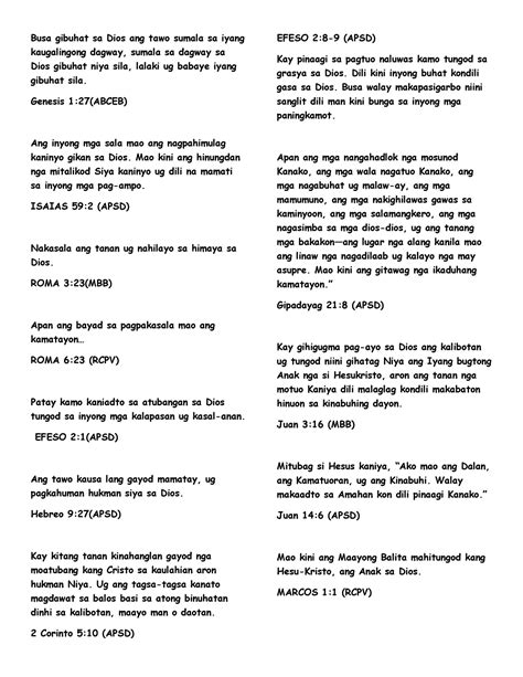 Tulay Padulong Sa Kinabuhi Busa Gibuhat Sa Dios Ang Tawo Sumala Sa