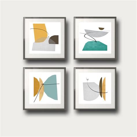 Geometric Print Shapes Art Set Of 4 Prints Digital Download - Inspire ...