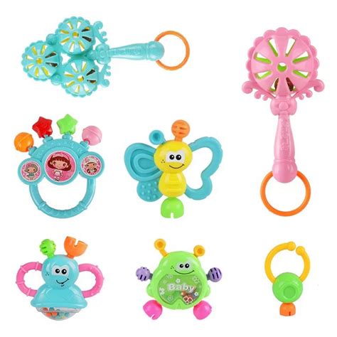 Set of 7 baby teether rattle baby rattle newborn baby 0 1 educational ...