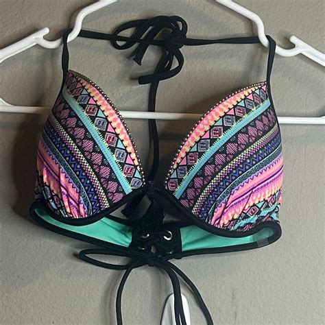 B Print Shade Shore Bikini Top Medium Ribbed No Depop