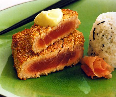 Sesame Tuna Steaks With Nori Rice Recipe Asian Recipes And Cooking Guide