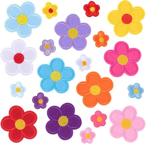 Tiesome 24pcs Sunflower Iron On Patches Floral Clothing Repair Applique Aesthetics