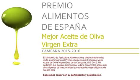 Convocatoria Premio Alimentos De Espa A Al Mejor Aceite De Oliva Virgen