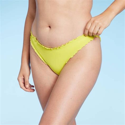 Women Ruffle High Leg Extra Cheeky Bikini Bottom Shade Shore Lime XL ShopStyle Two Piece