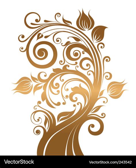 Gold floral ornament Royalty Free Vector Image