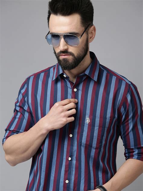 Buy Us Polo Assn Men Blue Tailored Fit Striped Casual Shirt Shirts