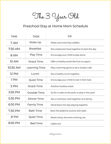 Mom daily schedule – Artofit