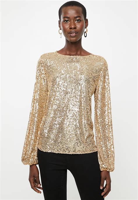 Sequin Blouse Gold Milla Blouses