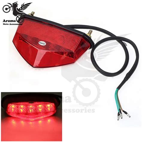 Universal Motorcycle Led Brake Rear Light Red Lens Motorbike Tail