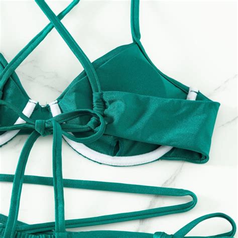 Costum De Baie Cu Bikini Reglabil FITINT Mykonos 2 Piese Verde FITINT Ro