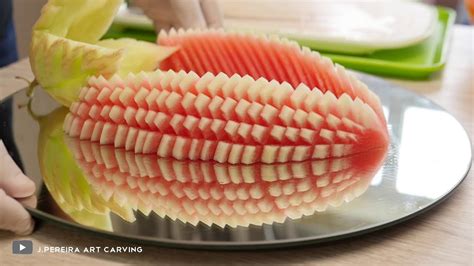 Fruit Centerpiece With Watermelon Sliced And Melon By J Pereira Art Carving Youtube