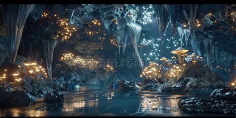 Explore A Crystal Cave With Glowing Gemstones Vibrant Colors And A