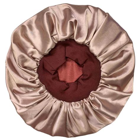 Touca de Cetim Premium Faixa Dupla Rosè Nude Marsala