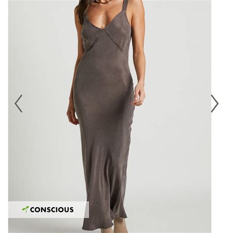 Nude Lucy Brown Slip Midi Dress Size S Worn Twice Depop