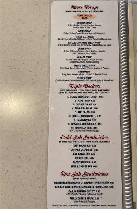 Menu At Village Diner Restaurant Saugerties Main St