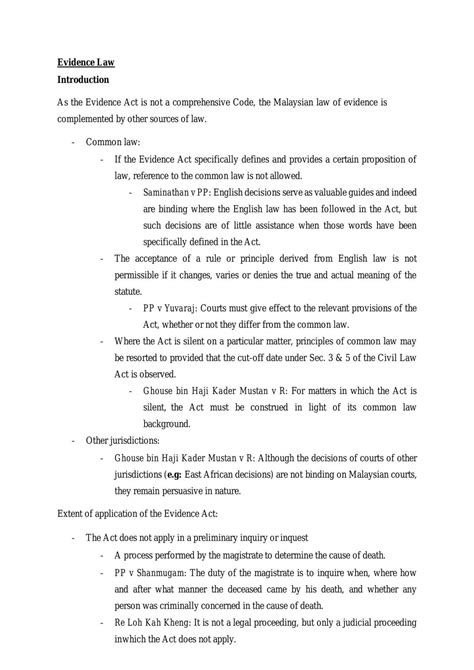 Evidence Law Notes | CLP - Certificate in Legal Practice - BAC | Thinkswap