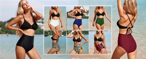 Amazon Upopby Women S High Waisted Swimsuit Bikini Bottoms Tummy Control Tankini Bottoms