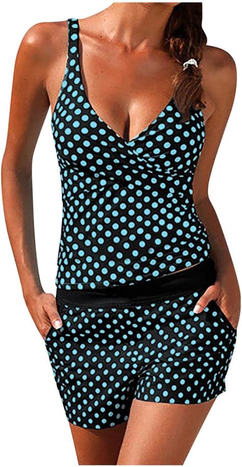 Tankini Set Damen Badekleid Neckholder Badeanzug Große Größen Swimwear Geblümt Figurformender