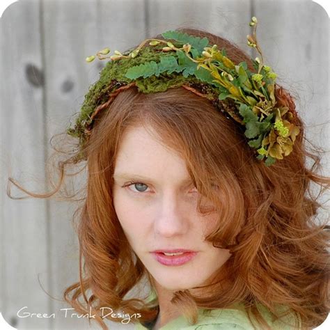 Woodland Fairy Headpiece Hat Headband Green Fern Moss Etsy Fairy