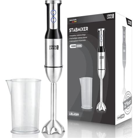 LEBENLANG Mixeur Plongeant 1000W Acier Inoxydable Avec Stick Blender