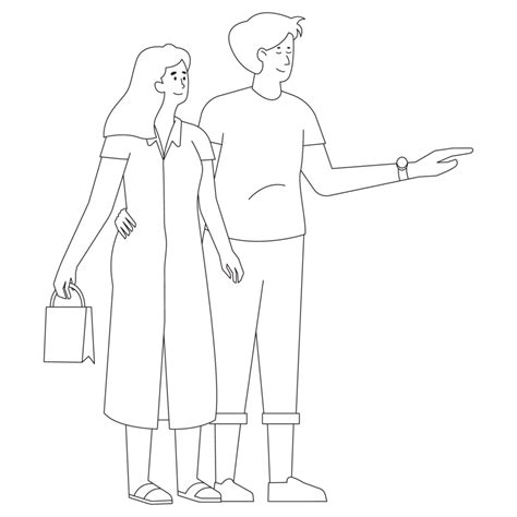 Buying Gifts Valentine Outline 2D Illustration 27125129 PNG