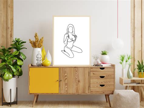 Women In Bikini Line Art Bikini Art Beach Art Print Summer Art Bikini Illustration
