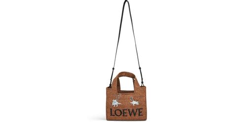 Loewe Suna Fujita Lemur Font Tote Small Bag In Oak In Brown Lyst