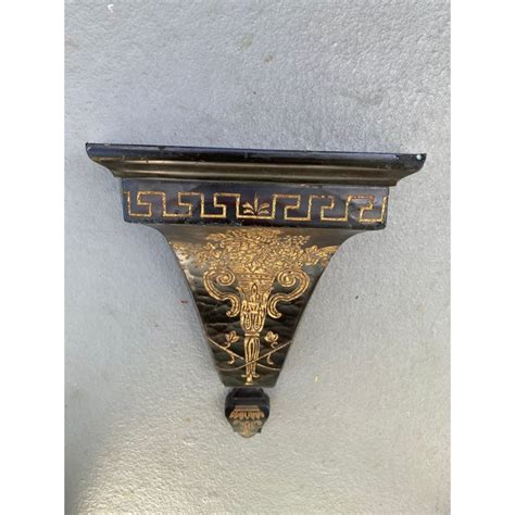 1980s Large Black And Gold Wall Shelf Chairish