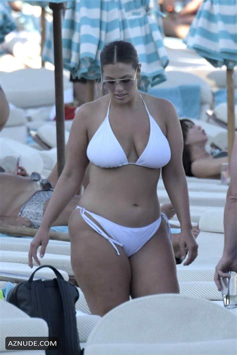 Ashley Graham Sexy On The Beach In A White Bikini Aznude