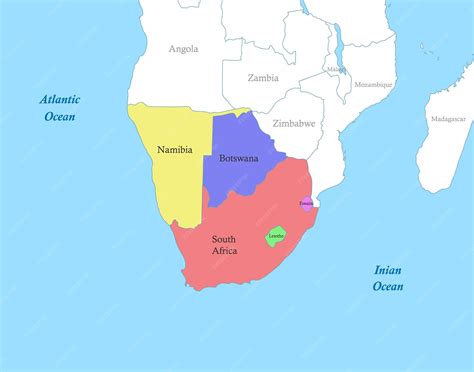 Premium Vector | Map of southern africa with borders of the states