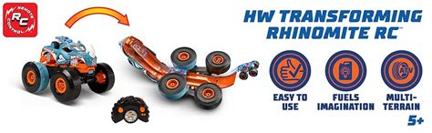 Amazon Hot Wheels Monster Trucks RC Toy Remote Control Transforming Rhinomite In 1 12