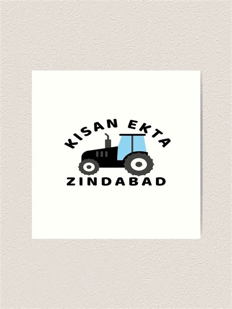 Kisan Ekta Zindabad With Tractor In Black Art Print For Sale By