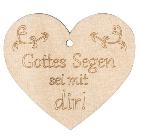 Geschenkanhänger Holzherz Gottes Segen sei mit dir ilovejesus ch