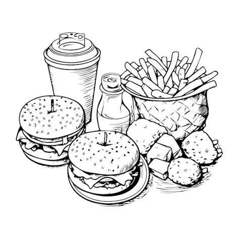 Premium Vector Hand Drawn Fast Food In Doodle Style