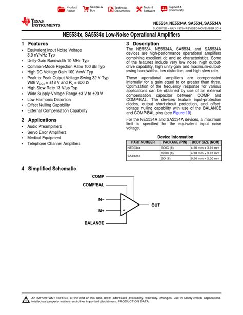 PDF NE5534A Datasheet Texas Instruments