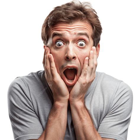 Shocked And Scared Man With Hands On His Face Reacting To Something