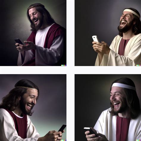 Jesus Christ Laughing at Memes on his Phone : r/dalle2