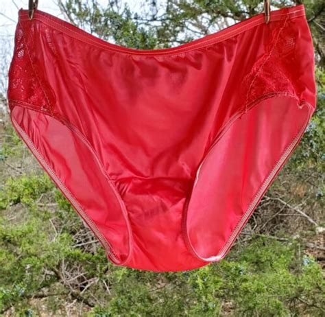 Shadowline Bikini Slippery Nylon Lace Sissy Panty Xl Pink Cranberry