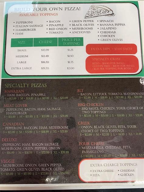 Luigi's Pizza menus in Wallaceburg, Ontario, Canada