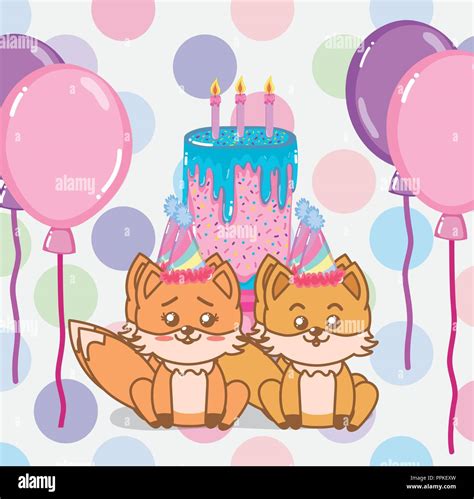 Happy Birthday Foxes Stock Vector Image And Art Alamy