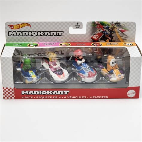 Mattel Toys Hot Wheels Mario Kart Pack Featuring Mario Peach Yoshi Shy Guy Poshmark