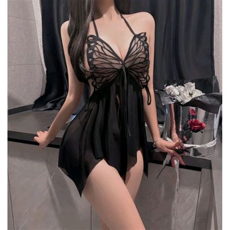 Jual Set Lingerie Transparant Bermotif Kupu Kupu Baju Wanita Cantik Sexy Shopee Indonesia